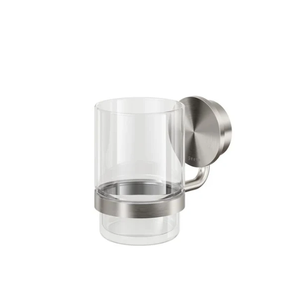 Geesa Opal porte-verre avec verre - Brushed Stainless Steel