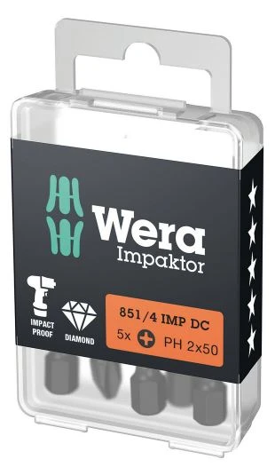 Wera 851/4 IMP DC PH Embouts DIY Impaktor PH 2 x 50 mm - (set de 5 p) - prix par set