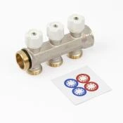 Begetube Collecteur WP nickelé avec vannes de réglage intégrées avec boutons blancs 4/4 - 3 x EK3/4