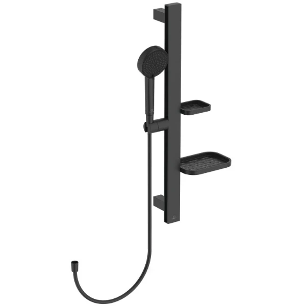 Ideal Standard Alu+ set de douche 600 mm douchette 2 F 100 mm + flexible de douche 1/2 x 1750 mm - noir mat