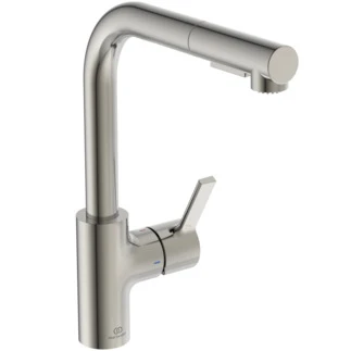 Ideal Standard Gusto mitigeur evier monotrou bec tube L douchette extract 2 f - RVS look