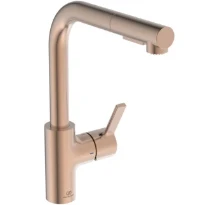 Ideal Standard Gusto mitigeur evier monotrou bec tube L douchette extract 2 f - Brushed copper