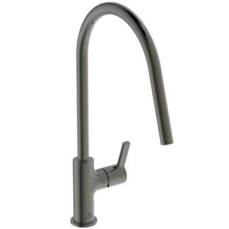 Ideal Standard Gusto eengreeps keukenmengkraan ronde C uitloop Brushed gun metal