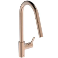 Ideal Standard Gusto mitigeur evier monotrou bec tube C douchette extract 1 f - Brushed copper