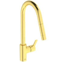 Ideal Standard Gusto mitigeur evier monotrou bec tube C douchette extract 2 f - Brushed gold