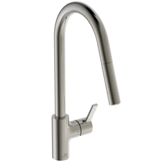 Ideal Standard Gusto mitigeur evier monotrou bec tube C douchette extract 2 f - RVS look