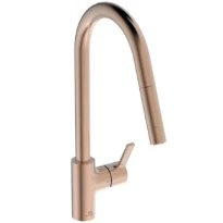 Ideal Standard Gusto mitigeur evier monotrou bec tube C douchette extract 2 f - Brushed copper