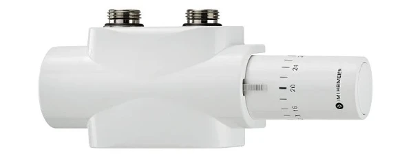 Heimeier Multilux 4 radiatoraansluitkraan 100% - vloer/muuraansluiting - wit - incl thermostaatknop Halo - wit - 1/2 x EK3/4