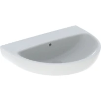 Geberit Selnova washbasin: B=65cm, T=50cm, Trou de robinet=Sans, Trop-plein=Visible, Blanc