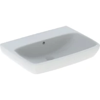 Geberit Selnova Square washbasin: B=65cm, T=48cm, Trou de robinet=Sans, Trop-plein=Visible, Blanc