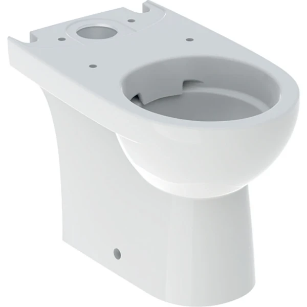 Geberit Selnova WC au sol Compact pour réservoir attenant, cuvette de WC à fond creux, sortie multidirectionnelle, forme semi-fermée, compact, Rimfree: Blanc