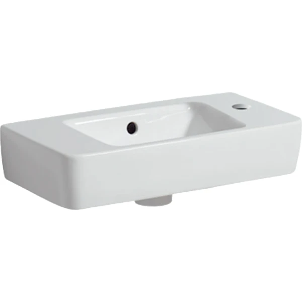 Geberit Selnova Compact lave-mains 500 x 250 x 150 mm - blanc - avec trou de robinet droite - avec trop-plein - espace de dépose à gauche