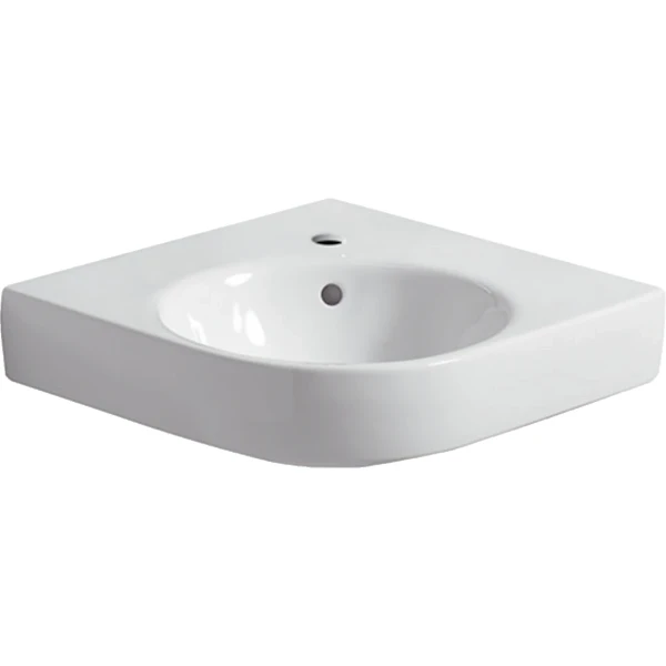 Geberit Selnova Compact hoekwastafel 500 x 500 mm - wit - met kraangat - met overloop
