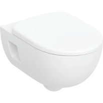 Geberit Selnova cuvette suspendue Premium PACK Rimfree (cuvette suspendue + abattant) sans bride - blanc - à fond creux - avec bride partielle