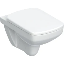 Geberit Selnova Set de WC suspendu à fond creux Square, Rimfree, avec siège de WC: T=53cm, Mécanisme softclose=Oui, Charnières Quick Release=Oui, Fixation=Par le haut, blanc