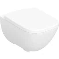 Geberit Selnova Square cuvette suspendue Premium PACK Rimfree (cuvette suspendue + abattant) sans bride - blanc - à fond creuxer - avec bride