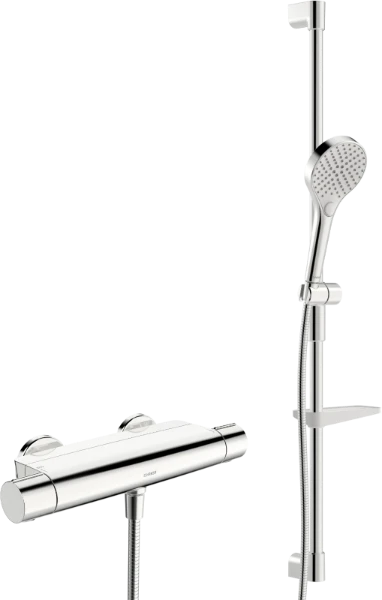 Hansa Hansaoptima set mitigeur douche thermostatique avec set de douche 915 mm - douchette 3 jets - flexible de douche 1750 mm - chromé