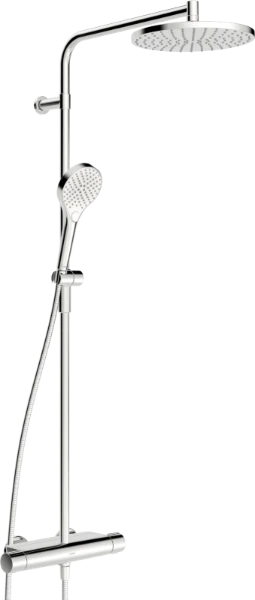 Hansa Hansaviva thermostatische douchezuil met regendouche - handdouche 3 stralen - flexibel 1750 mm - chroom