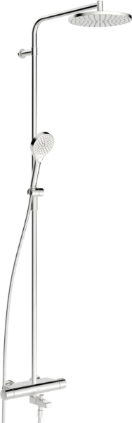 Hansa Hansaviva thermostatische badzuil met regendouche - handdouche 3 stralen - flexibel 1750 mm - chroom