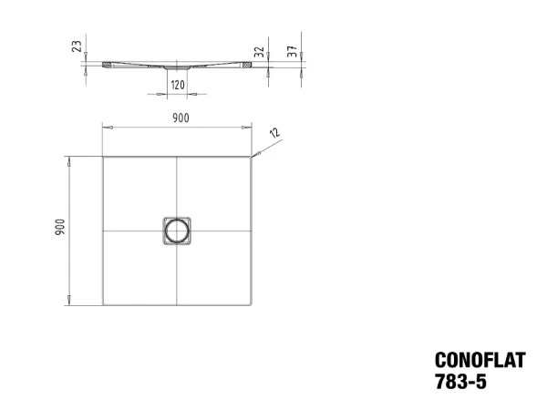 Kaldewei Conoflat receveur de douche acier émaillé 900 x 900 mm - blanc - effet perlé - low support