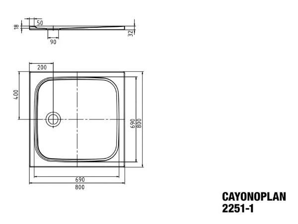 Kaldewei Cayonoplan receveur de douche acier émaillé 800 x 800 mm - blanc - effet perlé