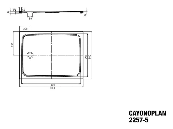 KALDEWEI douchebak CAYONOPLAN, 2257-5, 900x1000 low support, alpine white