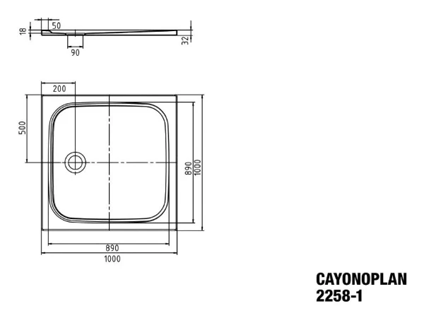 Kaldewei Cayonoplan receveur de douche acier émaillé 1000 x 1000 mm - blanc mat - secure plus