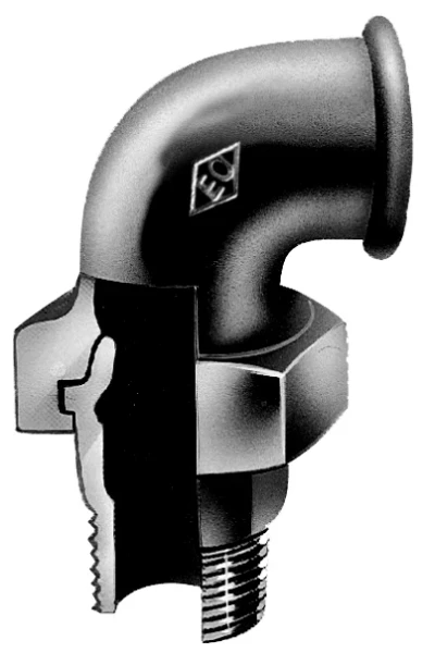 Atusa Zwart 098 3-delige haakse koppeling conisch dichtend MF 2 x 2