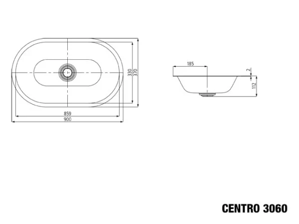 Kaldewei Centro lavabo sous plan 910 x 380 mm - blanc alpine - sans trou de robinet - sans trop-plein - effet perlé