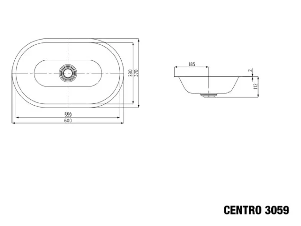Kaldewei Centro onderbouwwastafel 610 x 380 mm - alpine wit mat - zonder kraangat - zonder overloop - pareleffect
