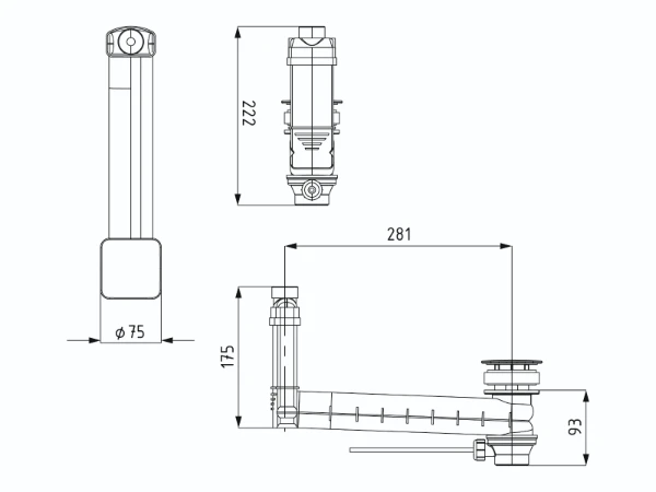 KALDEWEI waste and overflow Clou system M.3900 f.lever op.,enam.round cover,pergamon