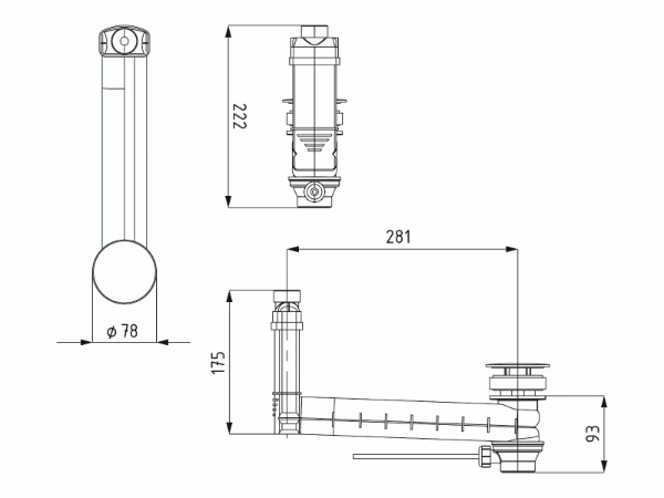 KALDEWEI waste and overflow Clou system M.3901 f.lever op.,enam.square cover,alpine wht