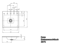 Kaldewei Cono lavabo encastré 500 x 500 mm - blanc alpine mat - avec trou de robinet - sans trop-plein - effet perlé