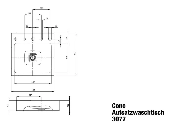 Kaldewei Cono lavabo à poser 500 x 500 x 120 mm - blanc alpine - sans trou de robinet - sans trop-plein - effet perlé