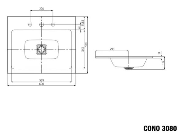 Kaldewei Cono lavabo encastré 600 x 500 mm - blanc alpine - sans trou de robinet - sans trop-plein - effet perlé