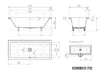 Kaldewei ConoDuo baignoire acier émaillé 1700 x 750 x 420 mm - noir mat