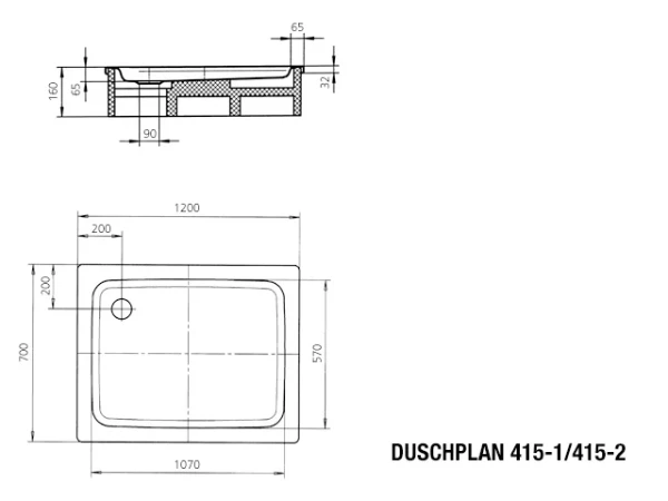 Kaldewei Duschplan receveur de douche acier émaillé 1200 x 700 mm - blanc