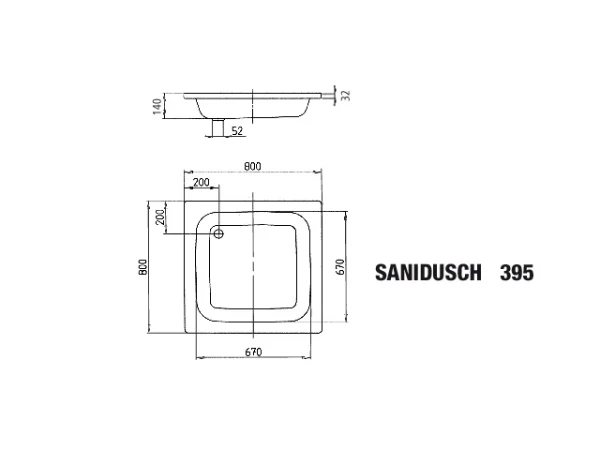 KALDEWEI douchebak SANIDUSCH, 395, 800x800 alpine white, EC