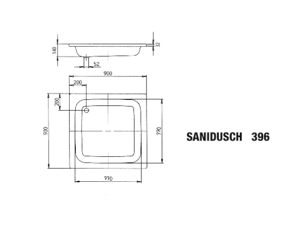 KALDEWEI douchebak SANIDUSCH, 396, 900x900 AS, alpine white, EC