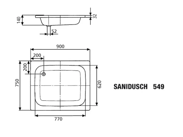 Kaldewei Sandidusch receveur de douche acier émaillé 900 x 750 mm - blanc - antidérapant
