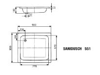 Kaldewei Sandidusch receveur de douche acier émaillé 900 x 800 mm - blanc - effet perlé