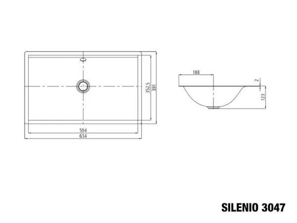 Kaldewei Silenio lavabo sous plan 634 x 391 mm - blanc alpine - sans trou de robinet - avec trop-plein - effet perlé