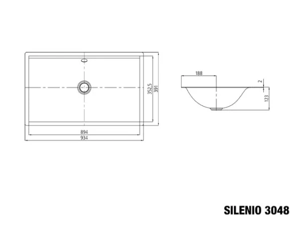 Kaldewei Silenio lavabo sous plan 934 x 391 mm - blanc alpine - sans trou de robinet - avec trop-plein - effet perlé