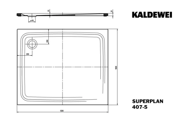 Kaldewei Superplan receveur de douche acier émaillé 1200 x 1000 mm - blanc - low support