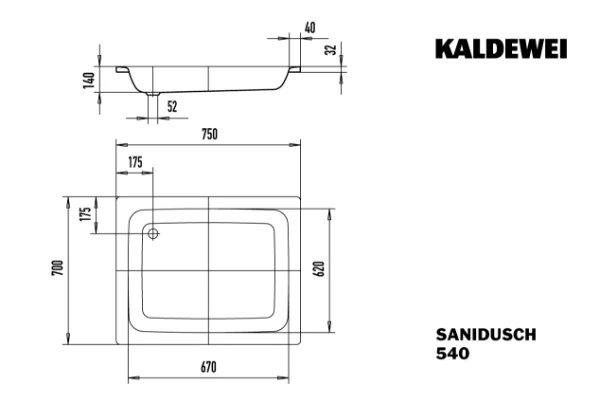Kaldewei Sandidusch receveur de douche acier émaillé 750 x 700 mm - blanc