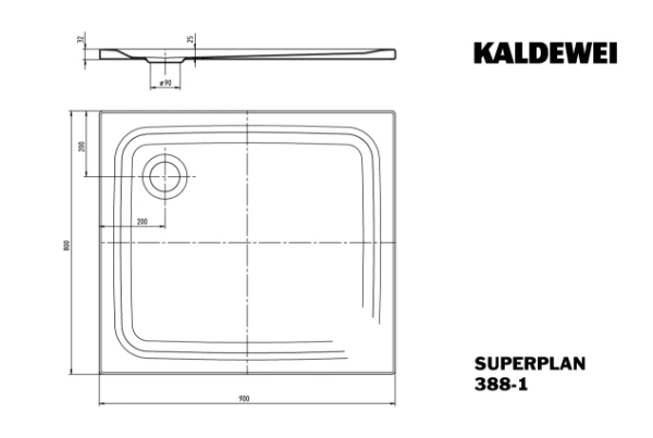 Kaldewei Superplan receveur de douche acier émaillé 900 x 800 mm - blanc mat