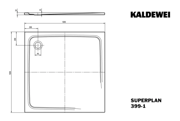 Kaldewei Superplan receveur de douche acier émaillé 1200 x 1200 mm - blanc mat - secure plus