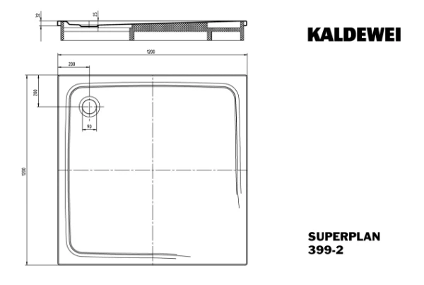 Kaldewei Superplan receveur de douche acier émaillé 1200 x 1200 mm - blanc - antidérapant complet - support