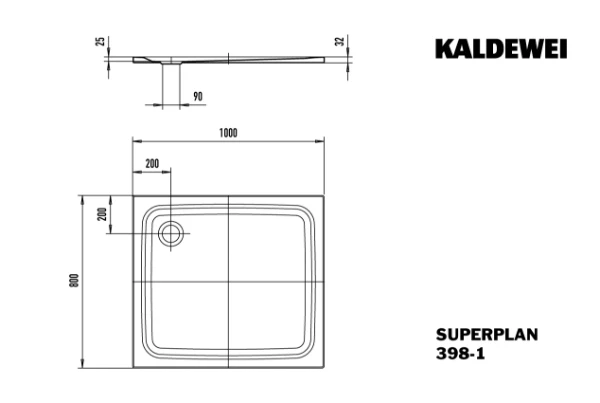 Kaldewei Superplan receveur de douche acier émaillé 1000 x 800 mm - blanc - antidérapant complet - effet perlé