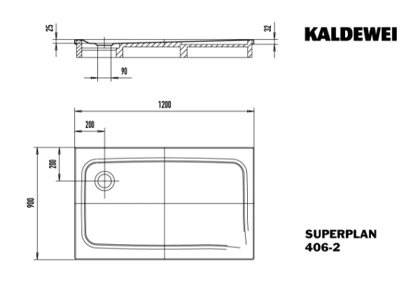 Kaldewei Superplan receveur de douche acier émaillé 1200 x 900 mm - blanc - support